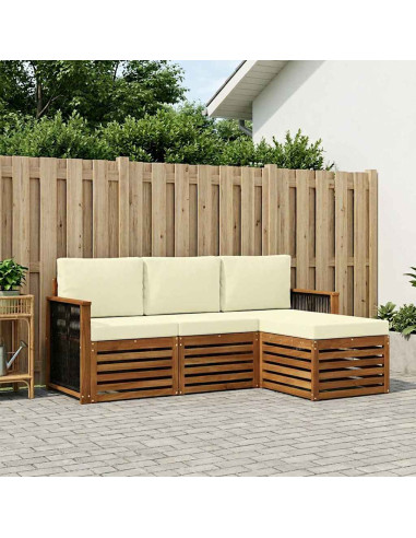 Set di divani da esterno con cuscino 4 pcs Naturale e Crema