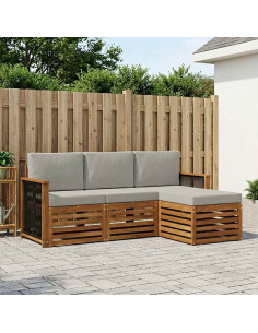 Set di divani da esterno 4 pcs Naturale e Grigio Chiaro