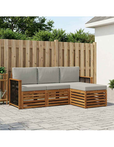 Set di divani da esterno 4 pcs Naturale e Grigio Chiaro