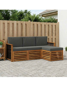 Set di divani da esterno con cuscino 4 pcs Naturale e Antracite