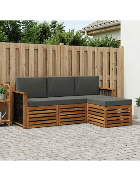Set di divani da esterno con cuscino 4 pcs Naturale e Antracite