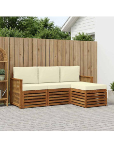 Set di divani da esterno con cuscino 4 pcs Naturale e Crema