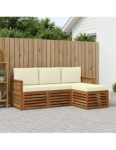 Set di divani da esterno con cuscino 4 pcs Naturale e Crema