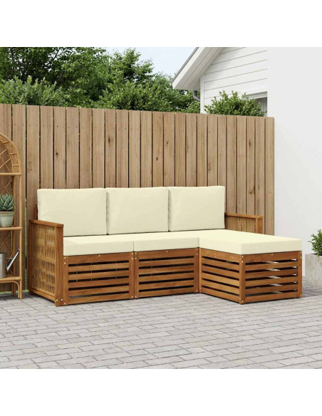 Set di divani da esterno con cuscino 4 pcs Naturale e Crema