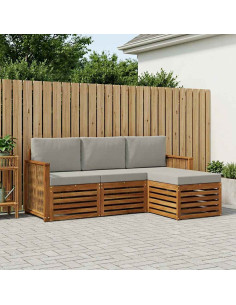 Set di divani da esterno 4 pcs Naturale e Grigio Chiaro