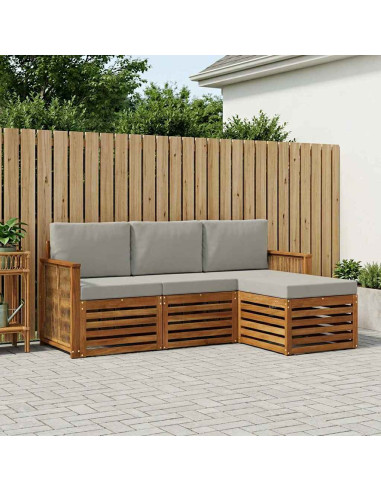 Set di divani da esterno 4 pcs Naturale e Grigio Chiaro