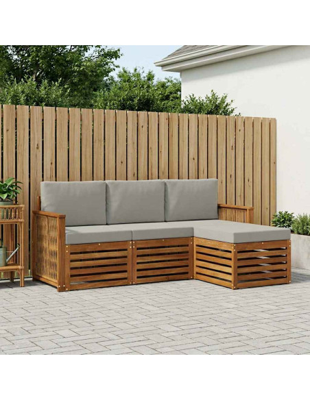 Set di divani da esterno 4 pcs Naturale e Grigio Chiaro