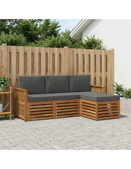 Set di divani da esterno con cuscino 4 pcs Naturale e Antracite