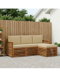 Set di divani da esterno con cuscino 4 pcs Naturale e Beige