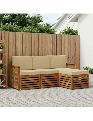 Set di divani da esterno con cuscino 4 pcs Naturale e Beige