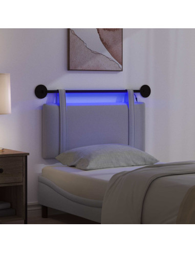Testiera sospesa Con luce LED Grigio Chiaro Tessuto