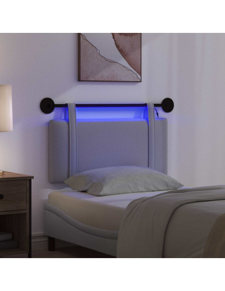 Testiera sospesa Con luce LED Grigio Chiaro Tessuto