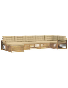 Set di divani da esterno con cuscino 7 pcs Bianco e Beige 2