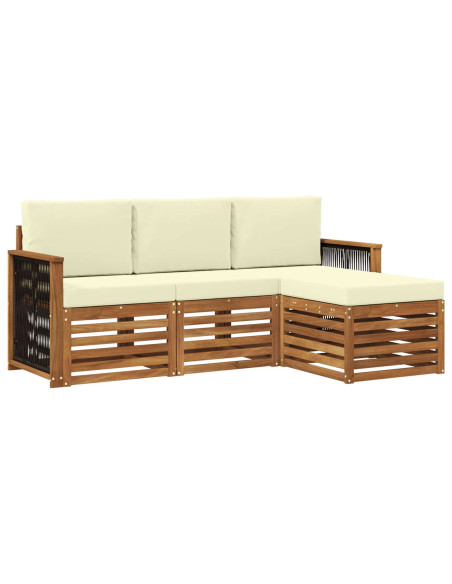Set di divani da esterno con cuscino 4 pcs Naturale e Crema