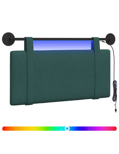 Testiera sospesa Con luce LED Verde Scuro Tessuto