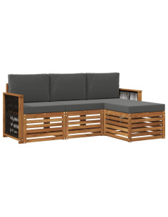 Set di divani da esterno con cuscino 4 pcs Naturale e Antracite 2