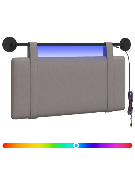 Testiera sospesa Con luce LED Tortora Tessuto