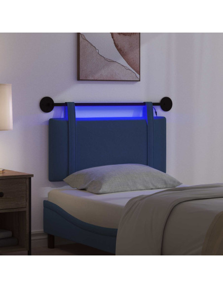 Testiera sospesa Con luce LED Blu Tessuto