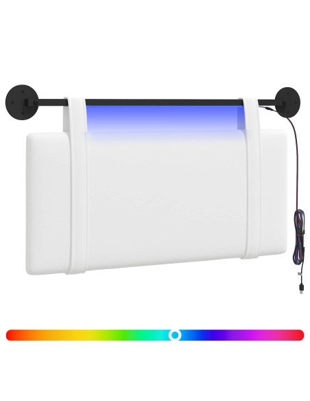 Testiera sospesa Con luce LED Bianco Tessuto