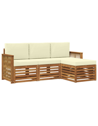 Set di divani da esterno con cuscino 4 pcs Naturale e Crema