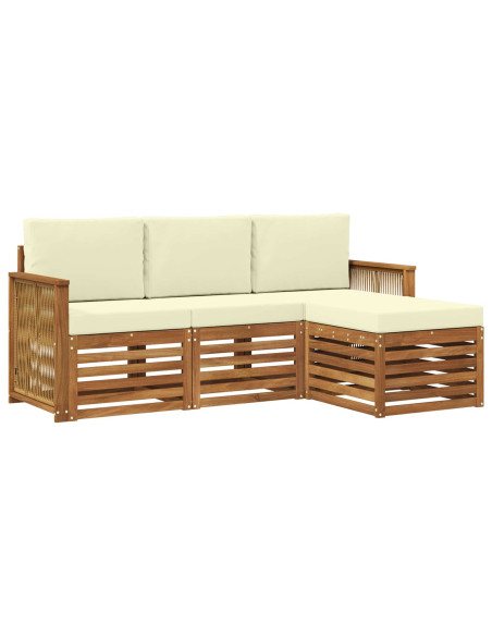 Set di divani da esterno con cuscino 4 pcs Naturale e Crema