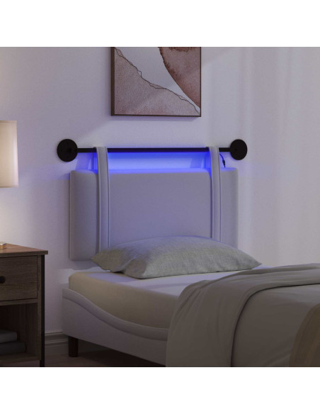 Testiera sospesa Con luce LED Bianco Tessuto