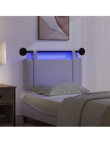 Testiera sospesa Con luce LED Bianco Tessuto