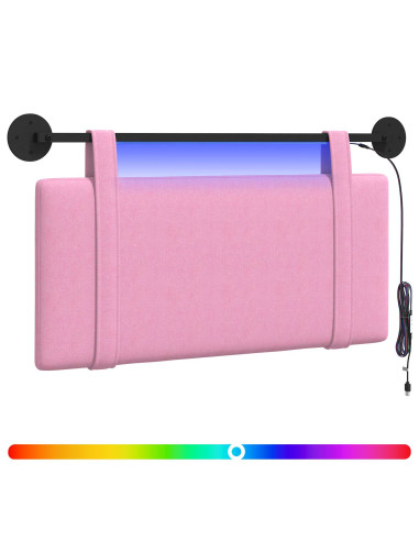 Testiera sospesa Con luce LED Rosa Tessuto