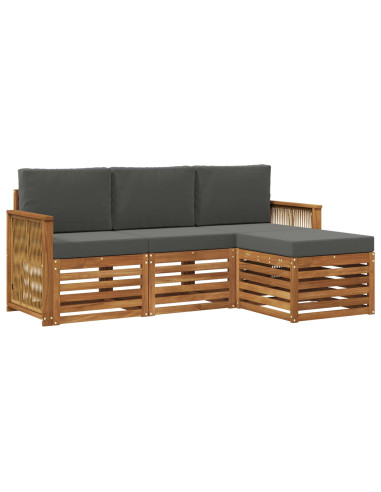 Set di divani da esterno con cuscino 4 pcs Naturale e Antracite