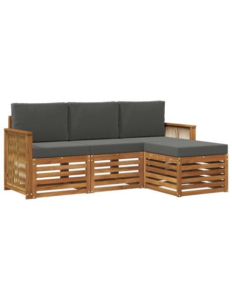 Set di divani da esterno con cuscino 4 pcs Naturale e Antracite