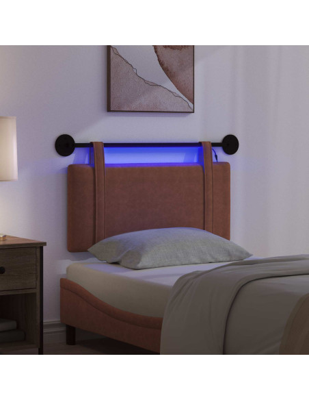 Testiera sospesa Con luce LED Marrone PU Antico