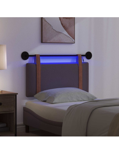 Testiera sospesa Con luce LED Marrone Scuro PU Antico