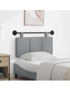 Testiera sospesa Con luce LED Grigio Chiaro Tessuto