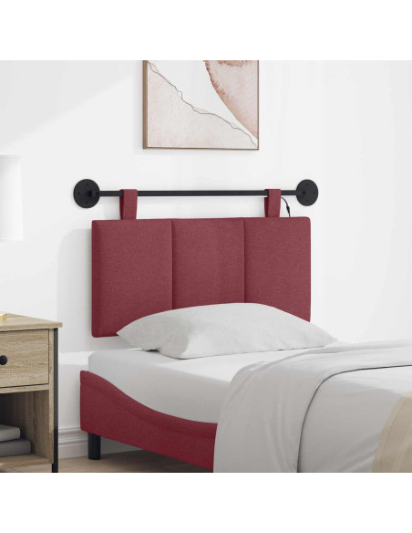 Testiera sospesa Con luce LED Rosso Vino Tessuto