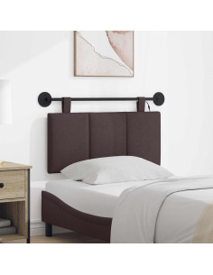 Testiera sospesa Con luce LED Marrone Scuro Tessuto