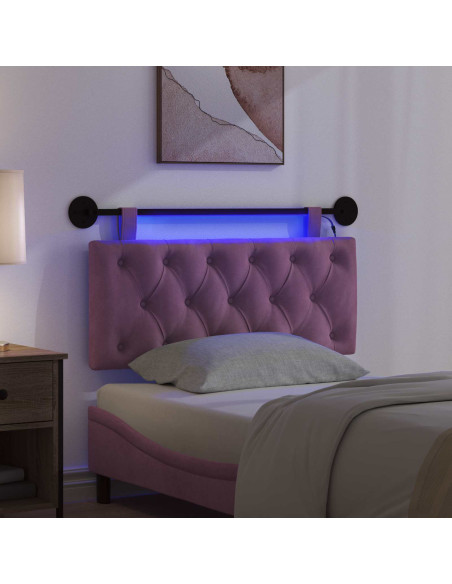 Testiera sospesa Con luce LED Viola Velluto