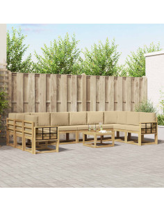 Set di divani da esterno con cuscino 11 pcs Bianco e Beige