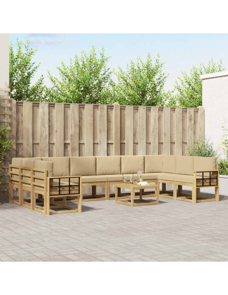 Set di divani da esterno con cuscino 11 pcs Bianco e Beige