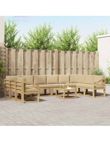 Set di divani da esterno con cuscino 11 pcs Bianco e Beige