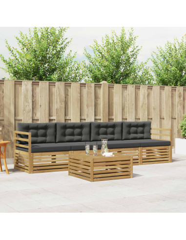 Set di divani da esterno con cuscino 5 pcs Bianco e Antracite
