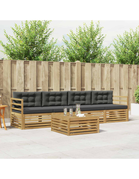 Set di divani da esterno con cuscino 5 pcs Bianco e Antracite