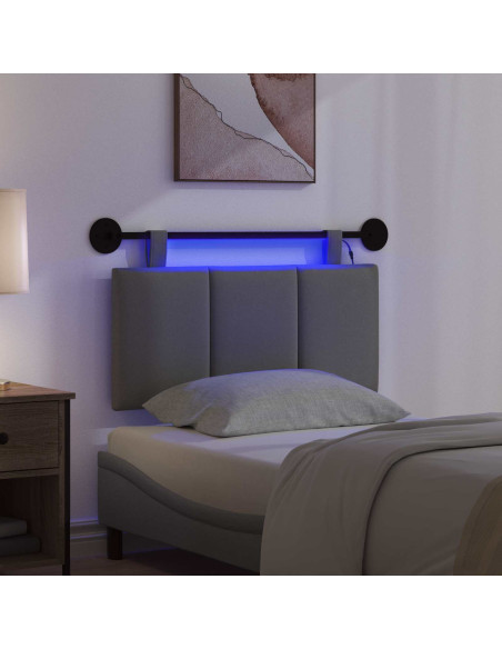 Testiera sospesa Con luce LED Grigio Scuro Tessuto