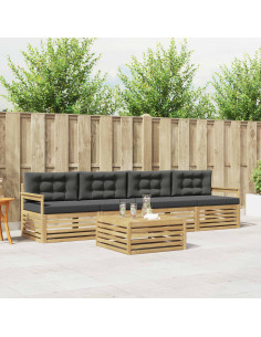 Set di divani da esterno con cuscino 5 pcs Bianco e Antracite