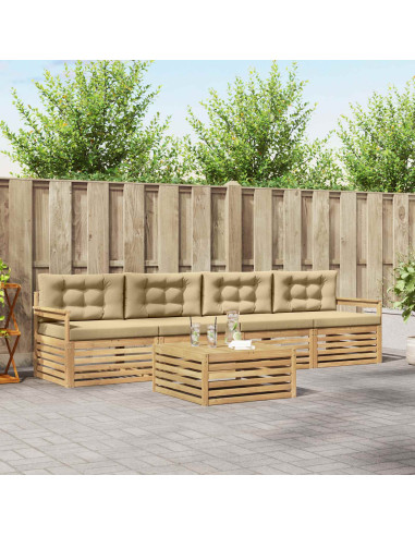 Set di divani da esterno con cuscino 5 pcs Bianco e Beige