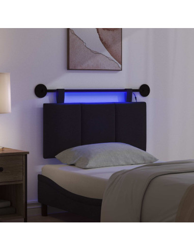 Testiera sospesa Con luce LED Nero Tessuto