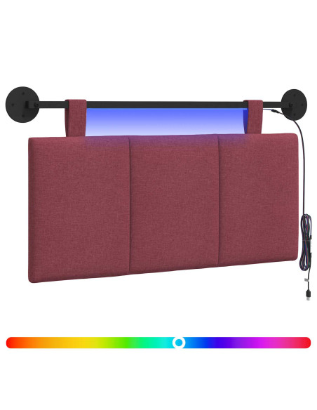 Testiera sospesa Con luce LED Rosso Vino Tessuto