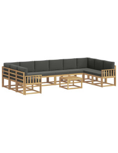 Set di divani da esterno con cuscino 11 pcs Bianco e Antracite 2