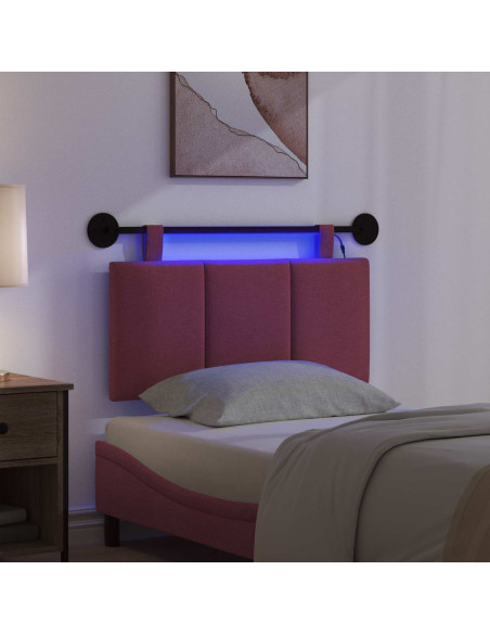 Testiera sospesa Con luce LED Rosso Vino Tessuto