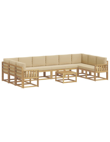 Set di divani da esterno con cuscino 11 pcs Bianco e Beige
