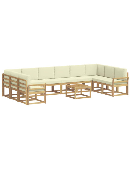 Set di divani da esterno con cuscino 11 pcs Bianco e Crema